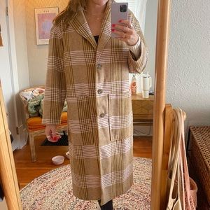 Oversized Plaid Pea Coat